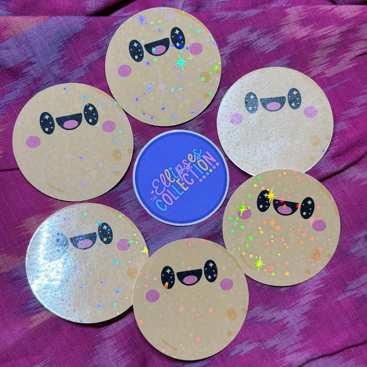 Vinyl Sticker - Happy Planets (Sparkly Laminate)