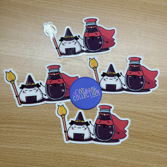 Vinyl Sticker - Onigiri Cat and Soy Sauce Hero