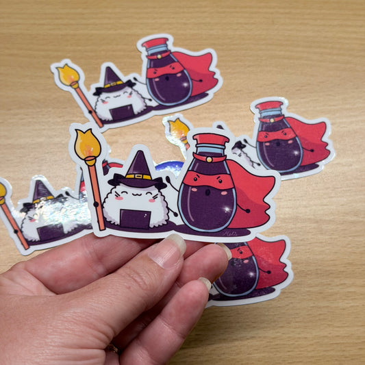 Vinyl Sticker - Onigiri Cat and Soy Sauce Hero