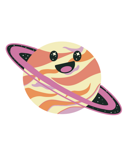 Vinyl Sticker - Happy Planets (Sparkly Laminate)