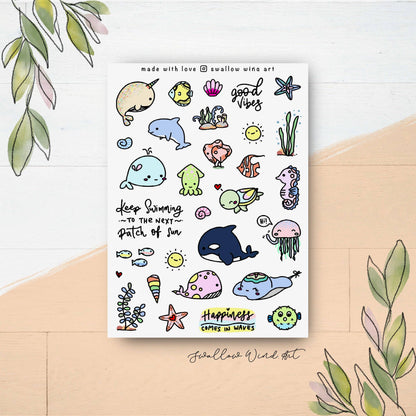 Sticker Sheet - Under The Sea, Ocean Animal Journal Stickers