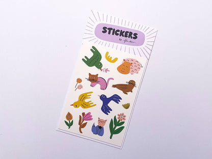 Sticker Sheet - Animals + Flowers