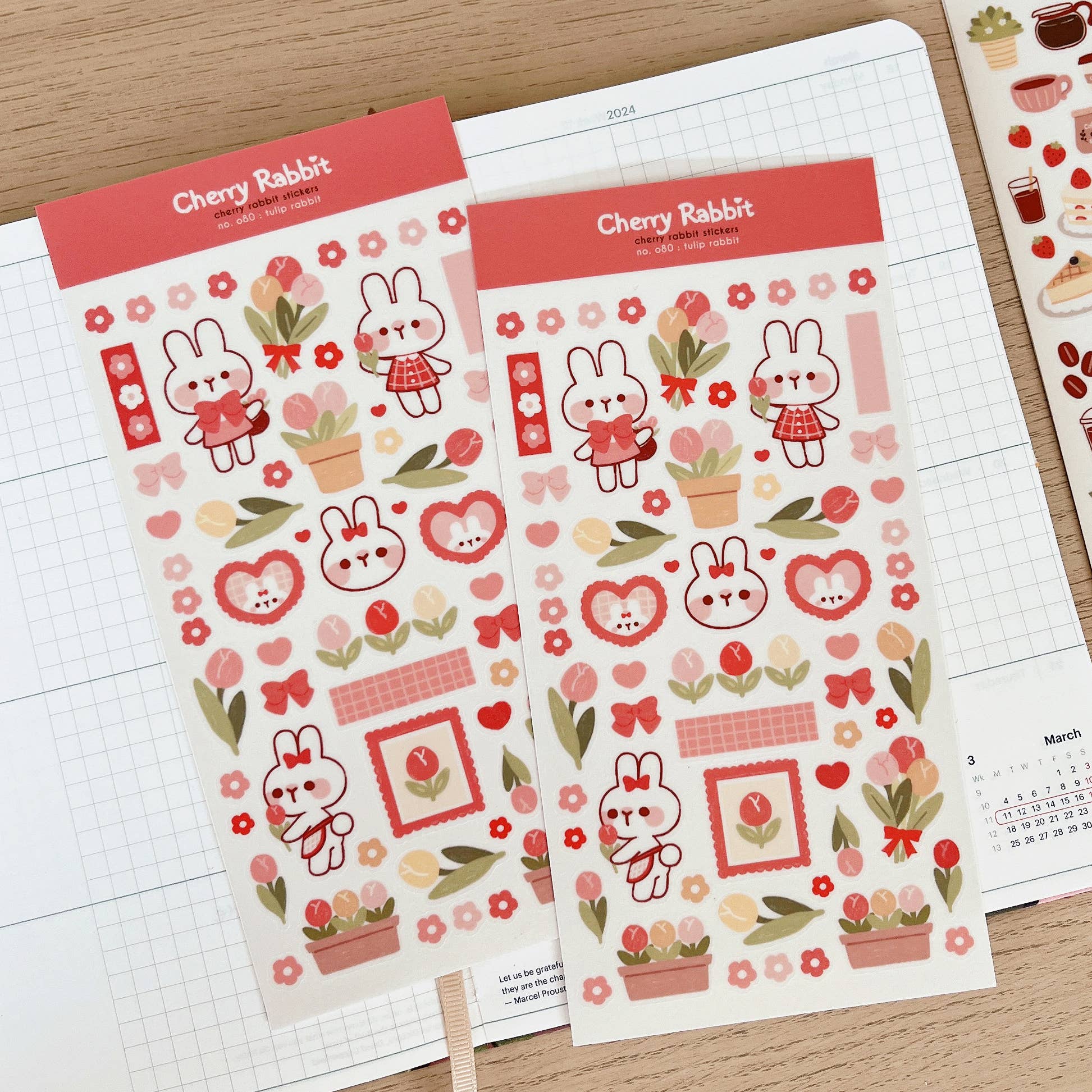 Tulip Rabbit Sticker Sheet - Cherry Rabbit | The Ellipses Collection