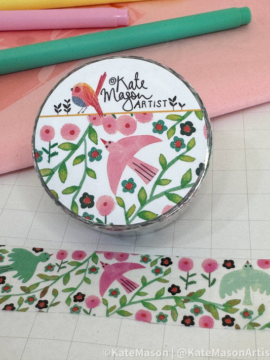 Washi Tape - Bird Vine: White