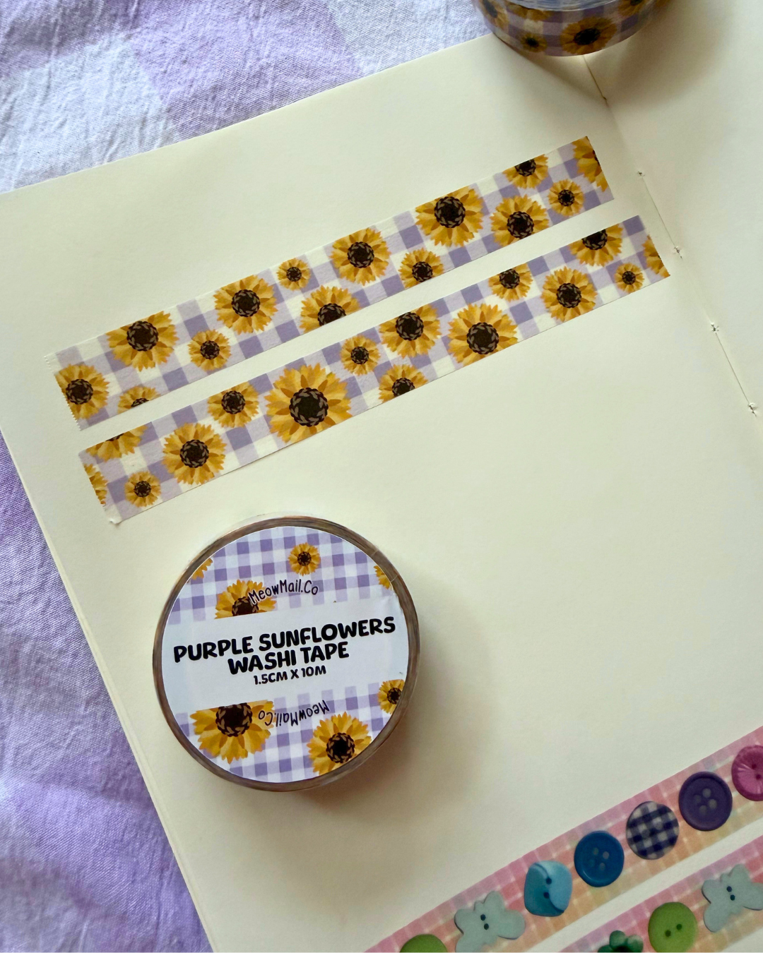 Washi Tape - Purple Sunflower