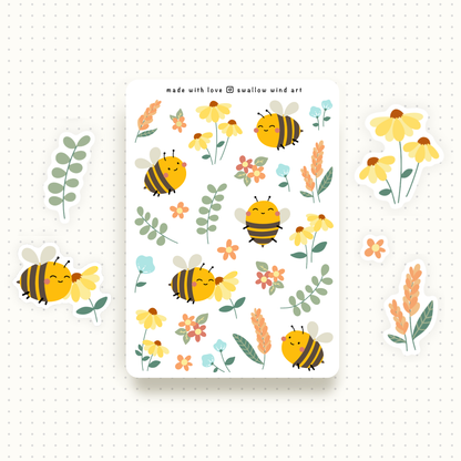 Sticker Sheet - Bees in a Garden