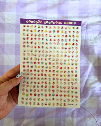 Sticker Sheet - Rainbow Alphabet Beads - 297 Stickers!
