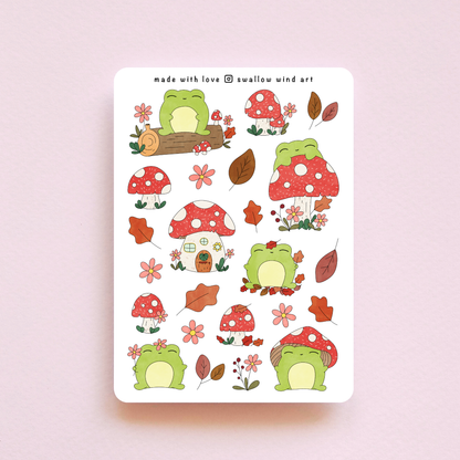 Sticker Sheet - Autumn Leaves and Froggy Sticker Sheet