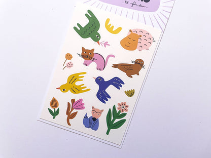 Sticker Sheet - Animals + Flowers