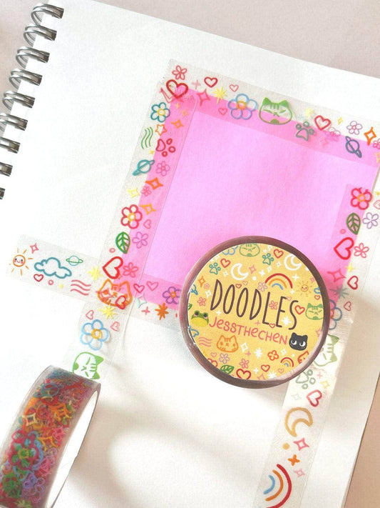 Clear Sticky Tape - Doodles
