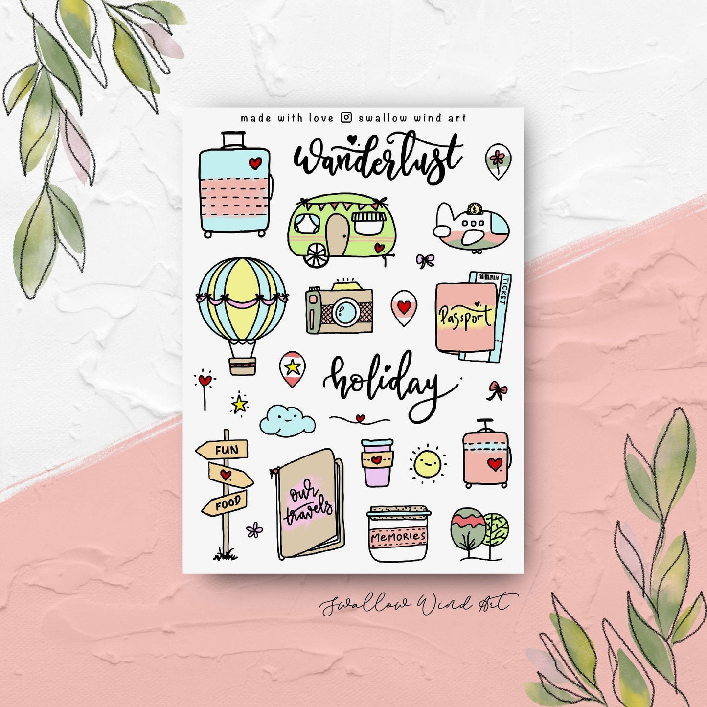 Sticker Sheet - Holiday Wanderlust Travel Notebook Stickers