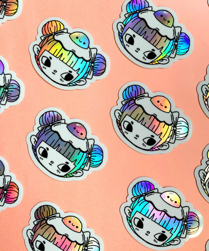 Holographic Vinyl Sticker - Egg Buns